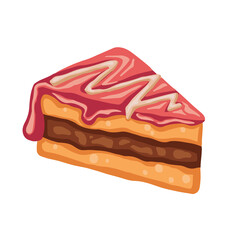 slice of sweet cake, brownie dessert, hand-drawn illustration