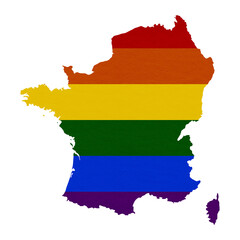 Sublimation textured background in colors of LGBT flag on white background. France