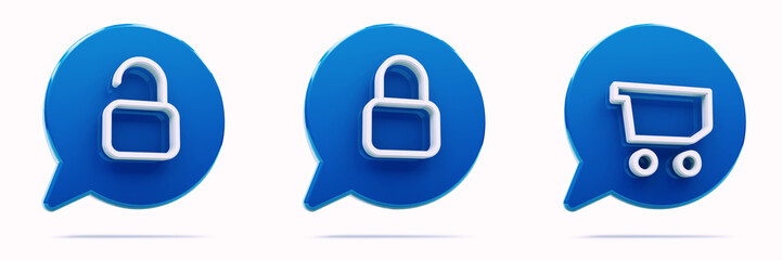 3d render icons. Symbol:. 3D illustration. Blue icon isolated on white background.