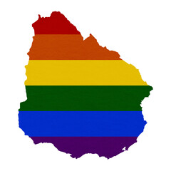 Obraz premium Sublimation textured background in colors of LGBT flag on white background. Uruguay