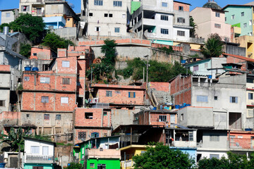 Fototapeta na wymiar Set of houses on the slopes of the hill