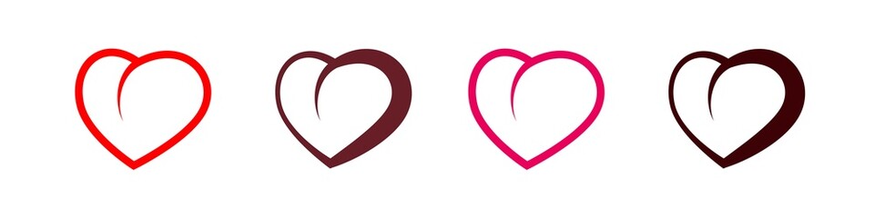 Vector icons of colorful hearts on a white background.