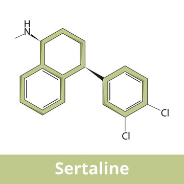 Chemical structure of sertaline.	It is an antidepressant of the selective serotonin reuptake inhibitor (SSRI) class