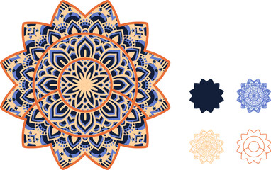 Design -mandala consists of 4 layers. Great for laser cutting machines. Cut each layer and glue together with glue. . You can change the color and size of the design.
