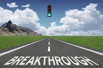 Breakthrough text on hgihway for new idea concept.