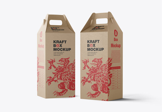 Kraft Box with Handle Mockup