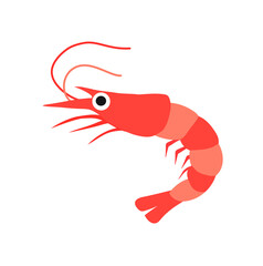 Shrimp simple flat design, Icon Vector illustration.