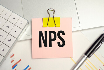 nps words on notebook. Business and finance concept