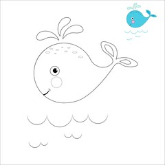 Web  Coloring book for children. Whale. Marine mammals.