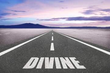 The word Divine on a highway to divinity.