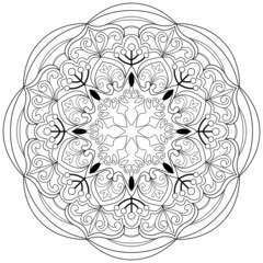 Colouring page, hand drawn, vector. Mandala 43, floral pattern, ethnic, object isolated on white background.