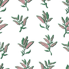 botanical vector seamless pattern with foliage and leaves