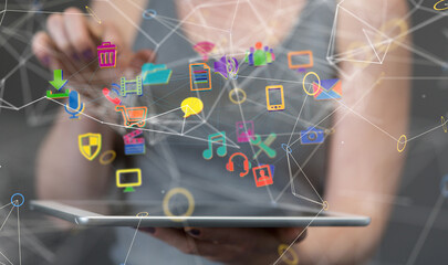 Futuristic in Industry 4.0 and business virtual diagram