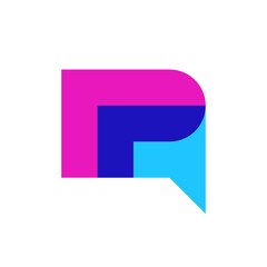 Letter P chat bubble logo overlapping color logo design