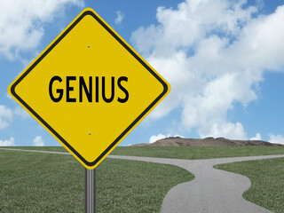 The word Genius for brilliance and knowledge concept.
