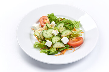 greek salad on the white plate