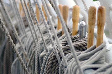 ropes on a wooden deck