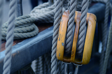 Sail rope on an old ship