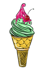 illustration design art decoration beauty postcard decor drawing digital graphics artistic outlines sketch advertising logo graphic beauty food delicacy delight different flavors ice cream freshness