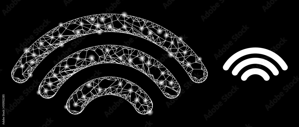 Poster crossing mesh hotspot signal carcass illustration with lightspots. illuminated vector model is creat