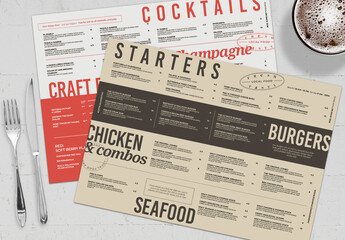 Tablemat Food Menu Layout with Bold Style