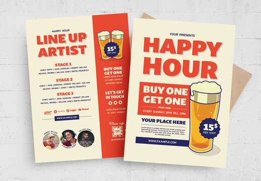 Happy Hour Beer Flyer Poster