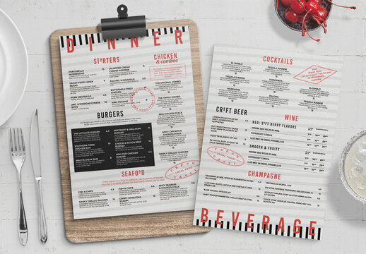 Food Menu Layout with Crafty Hipster Style