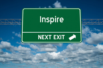 Inspire road sign for motivational concept.