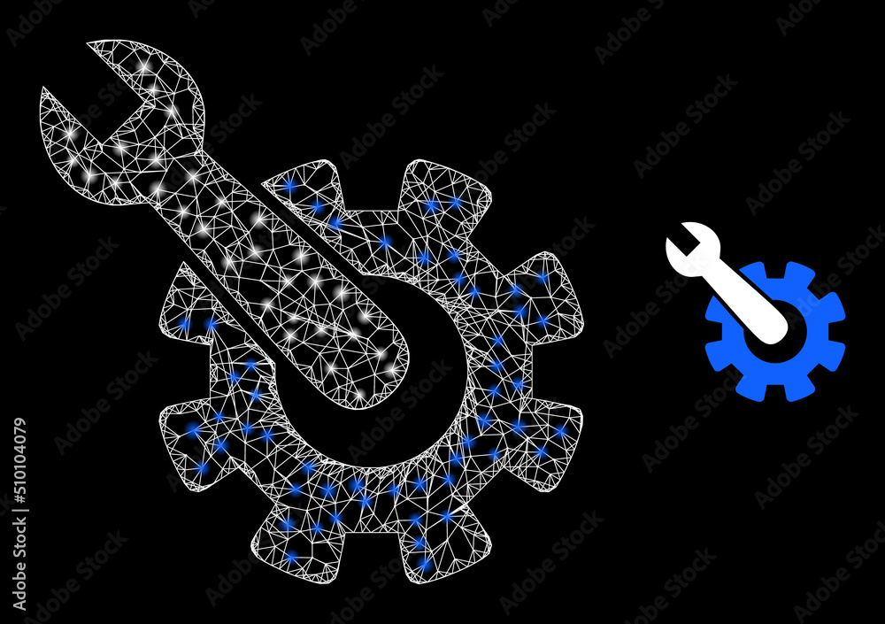 Poster net machine repair carcass icon with light spots. illuminated vector constellation is created from m
