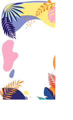 Fototapeta premium Abstract Botanical Summer Frame with Tropical Leaves