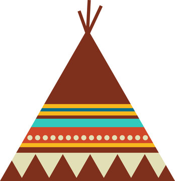 Traditional Indian Wigwam / Native American Tepee- Flat Illustration