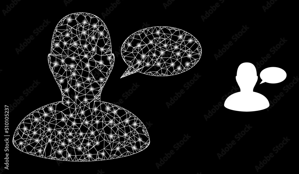 Poster net man opinion framework illustration with light spots. illuminated vector constellation is created