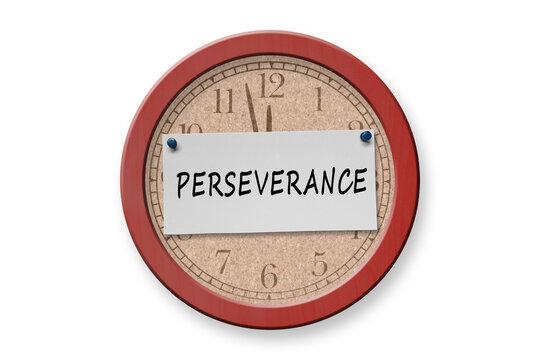 The word perseverance as a reminder on a bulletin board isolated on white.