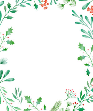 Botanical Watercolor Christmas Frame