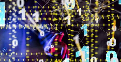 Global network. Blockchain. 3D illustration. Neural networks and artificial intelligence. Abstract