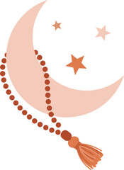 Crescent Moon with Rosary Prayer Beads Illustration © Marina Zlochin
