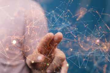 Digital technology background. Network connection dots and lines.