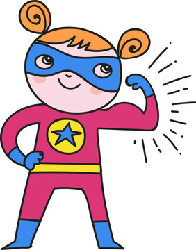 Cute Superhero Girl Cartoon Character Illustration