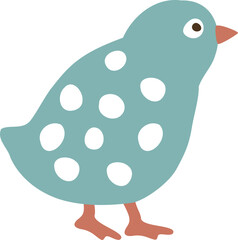 Blue Chicken Dots Illustration