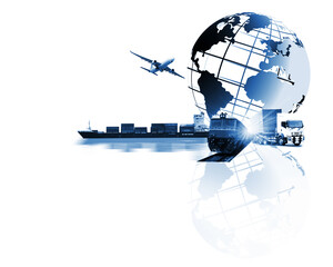 Logistics and transportation of world Container Cargo ship logistic import export and transport industry background - obrazy, fototapety, plakaty