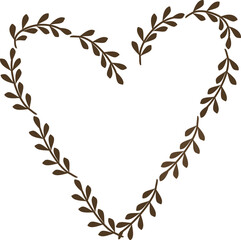 Brown Leaves Branches Heart Illustration © tabitazn