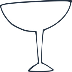 Black Empty Drinking Glass Line Illustration
