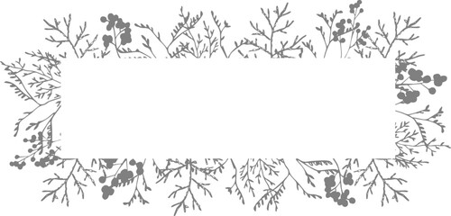 Grey Winter Coniferous Berries Banner Frame