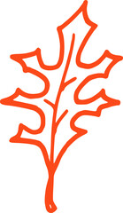 Red Line Sharp Oak Leaf Illustration