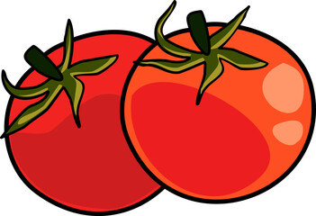 Two Red Tomatoes Illustration
