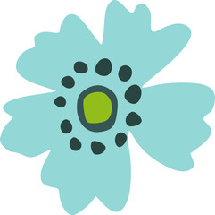 Blue Dots Flower Illustration