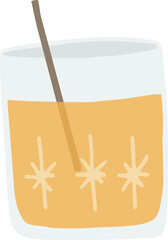 Orange Drink Glass Straw Illustration
