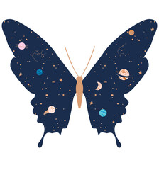 Space inside the butterfly illustration