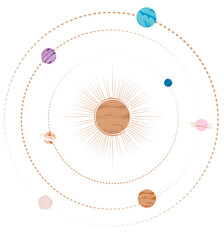 Solar system with planets and stars illustration