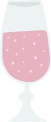 Pink Sparkling Wine Drink Glass Illustration